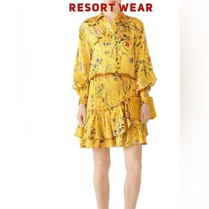 #700 ALEXIS Floral Ruffle Mini Dress In Yellow garden